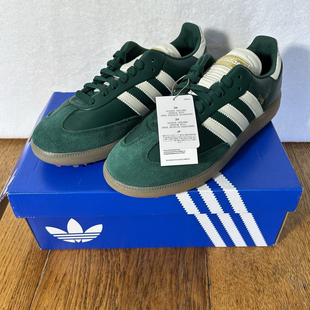 Adidas Mens Size 10 Samba Collegiate Green/White/Gum Spikeless Golf Shoes